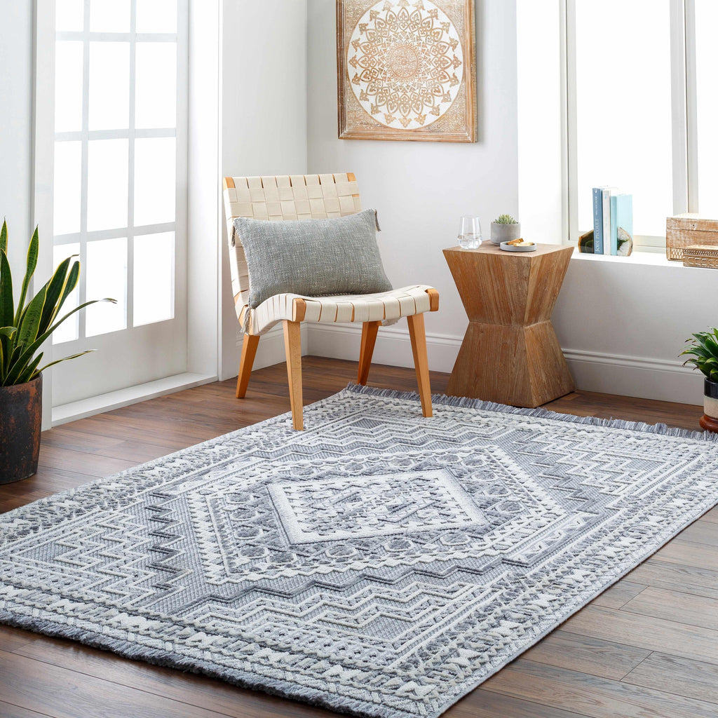 Alya Charcoal Textured Area Rug Hauteloom