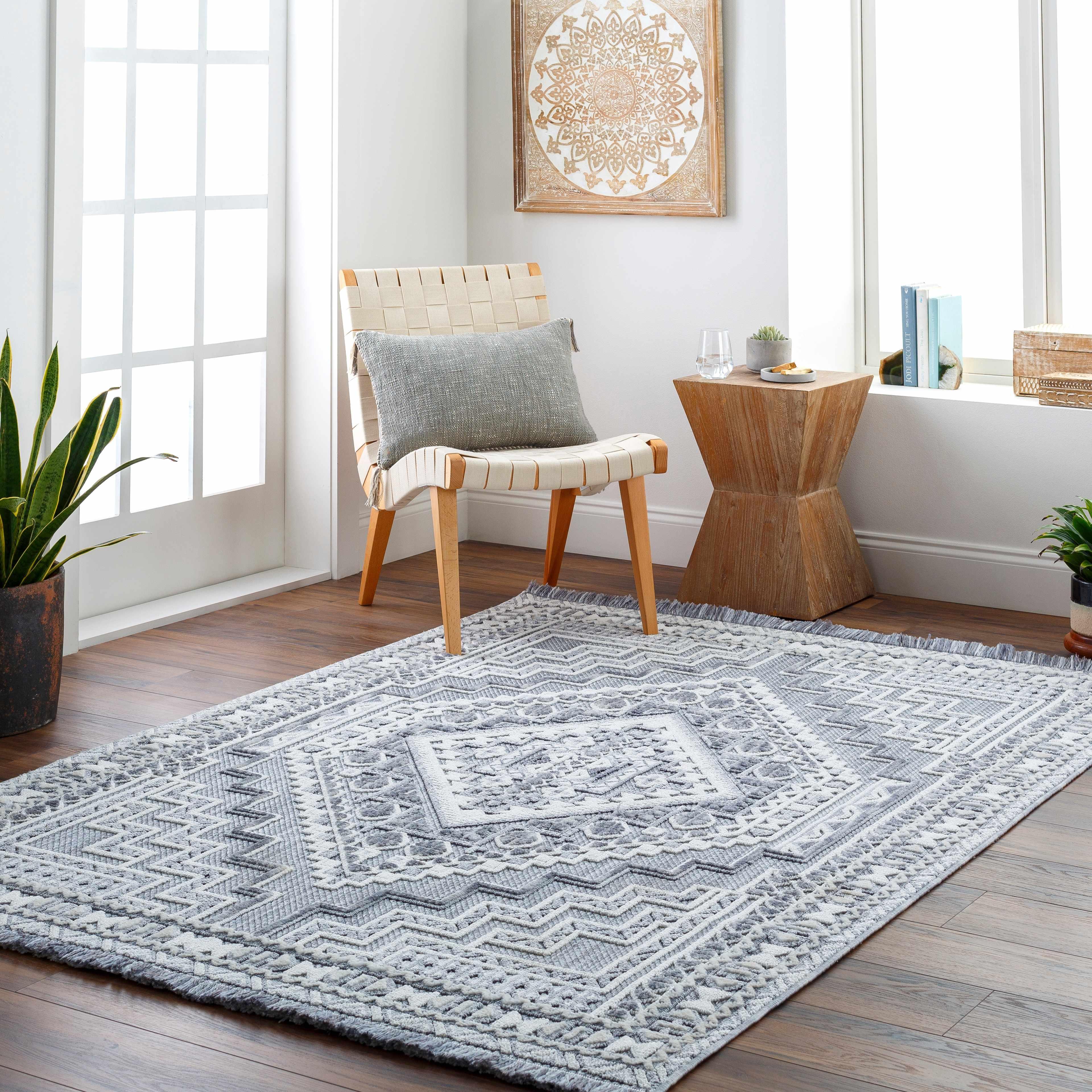 Alya Charcoal Textured Area Rug Hauteloom