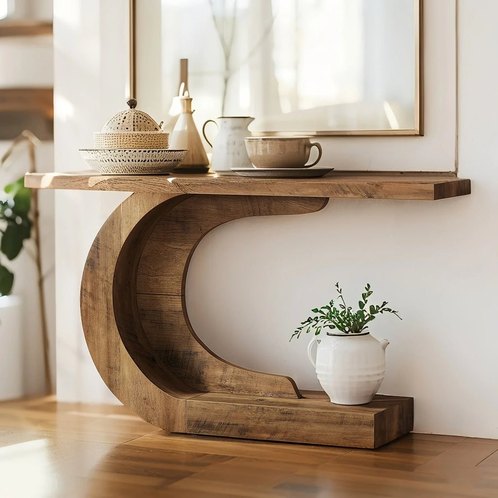 C Shaped Modern Decorative Table Foyer Table, Suitable for Displaying Collectibles, Vases Or Decorations House Of Avana