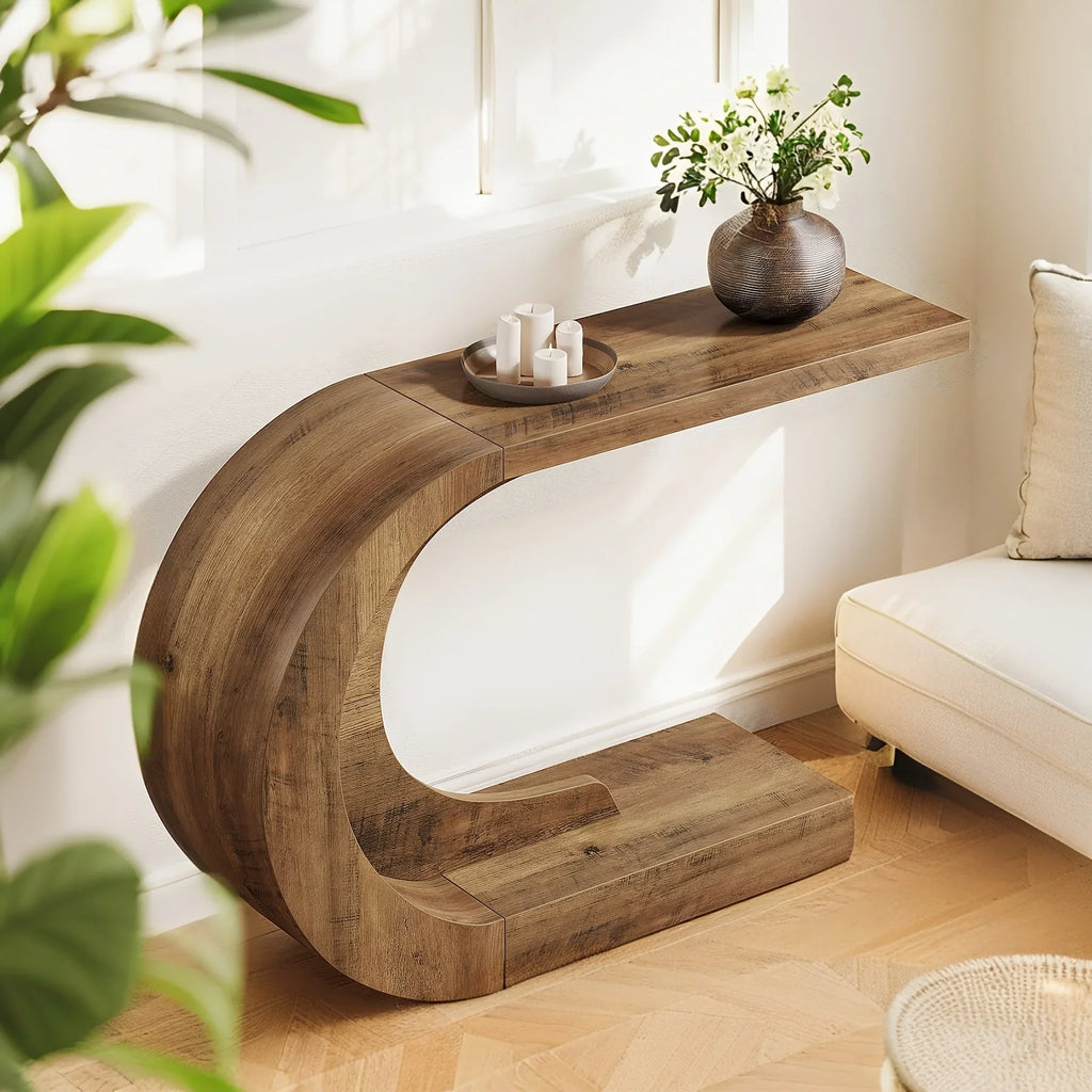 C Shaped Modern Decorative Table Foyer Table, Suitable for Displaying Collectibles, Vases Or Decorations House Of Avana