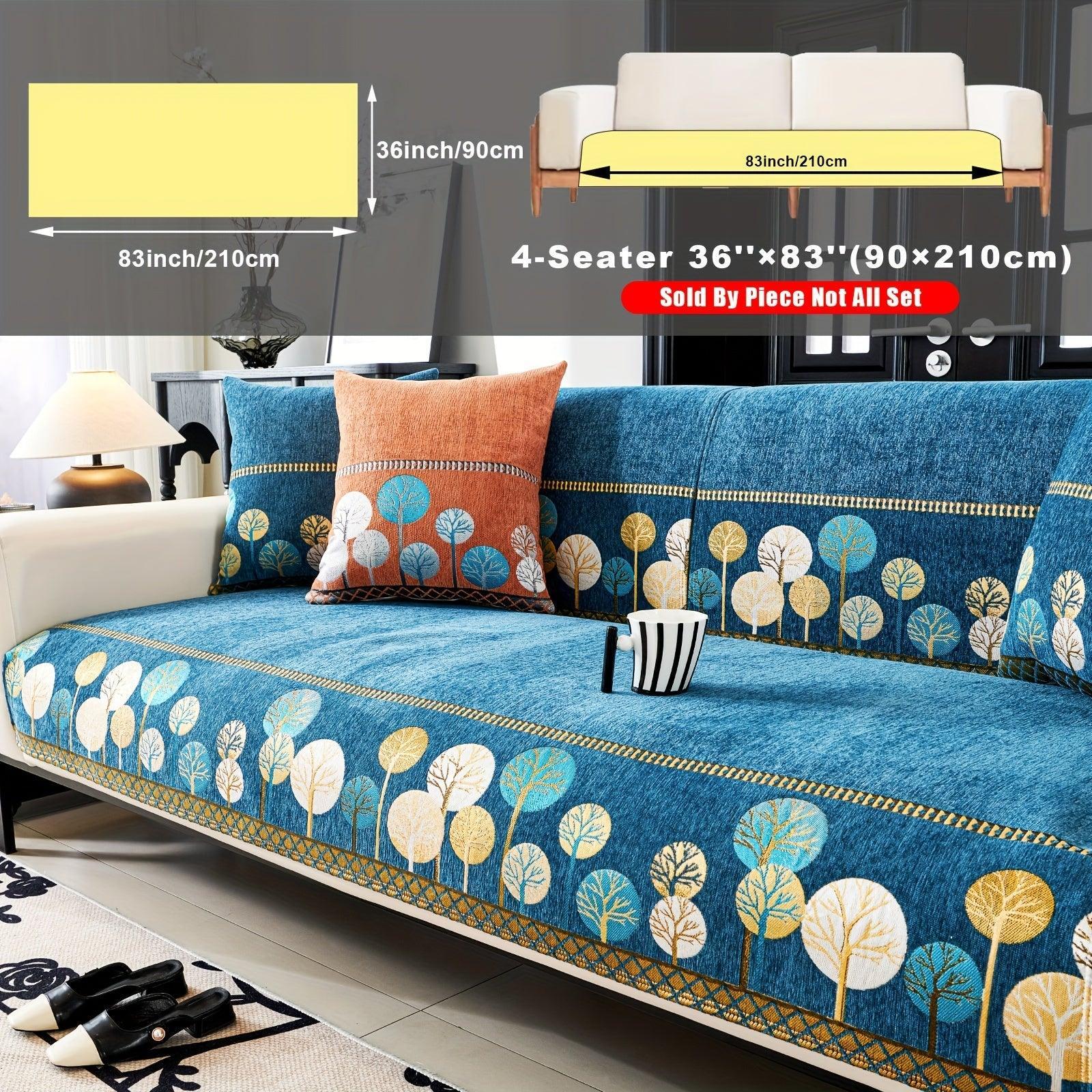 Pet Proof Couch Cover - Boho Chenille Sofa Cover with Tree Embroidery topspet