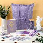 29pcs Bible Journaling Kit 16oz Glass Cup Canvas Bag Leather Notebook Highlighters And Pens Sticky Note Tapes Gift Bible Study Supplies for Teacher Women Men Party Packs (Boho, Purple) House Of Avana