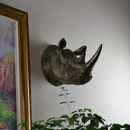 Vintage-Inspired Resin Rhino Head Wall Hanging - Perfect for Living Room, Fireplace Decor & Door Accent - House Of Avana