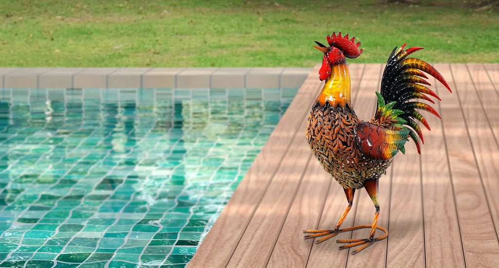 [Rustic Metal Garden Stake] Rustic 1pc Metal Garden Stake - Farmhouse Style Chicken Ornament Sculpture for Lawn, Garden, Yard, Farm, Outdoor Decor, Housewarming Gift, Home Decoration House Of Avana