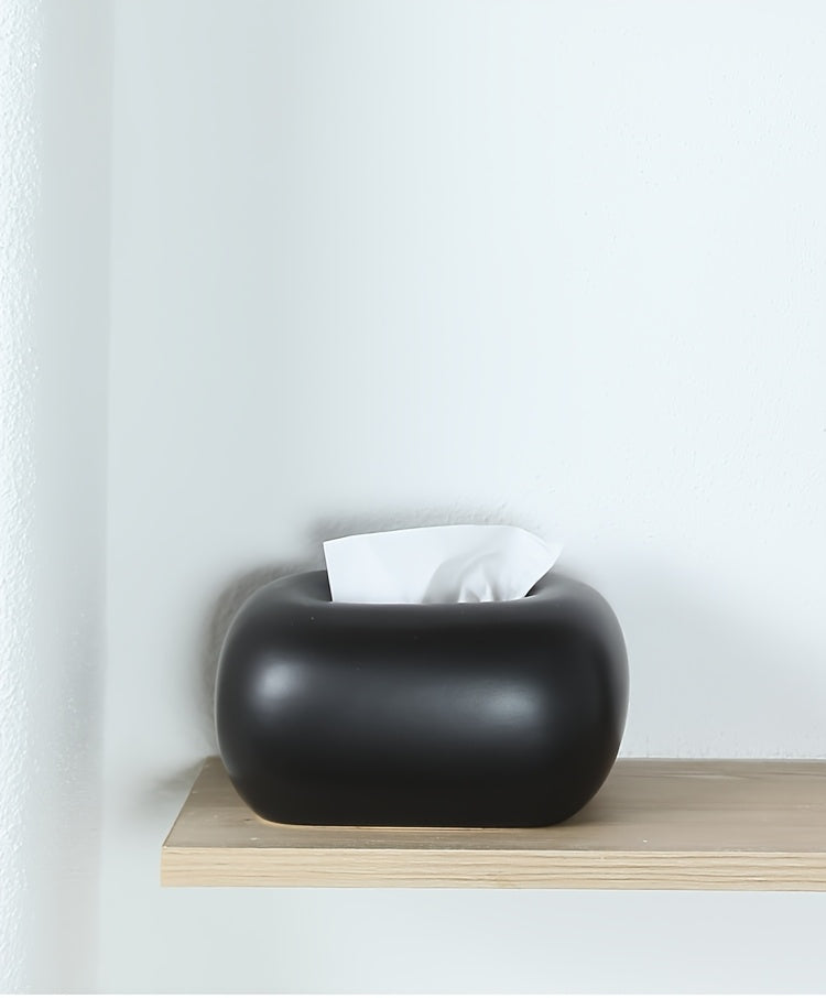 1pc Modern Minimalist Ceramic Tissue Box Holder - Sleek White Oval Design with Soft Interior, Stylish Home Decor for Living Room, Dining Table & Coffee Table Storage, Minimalist Home Decor House Of Avana