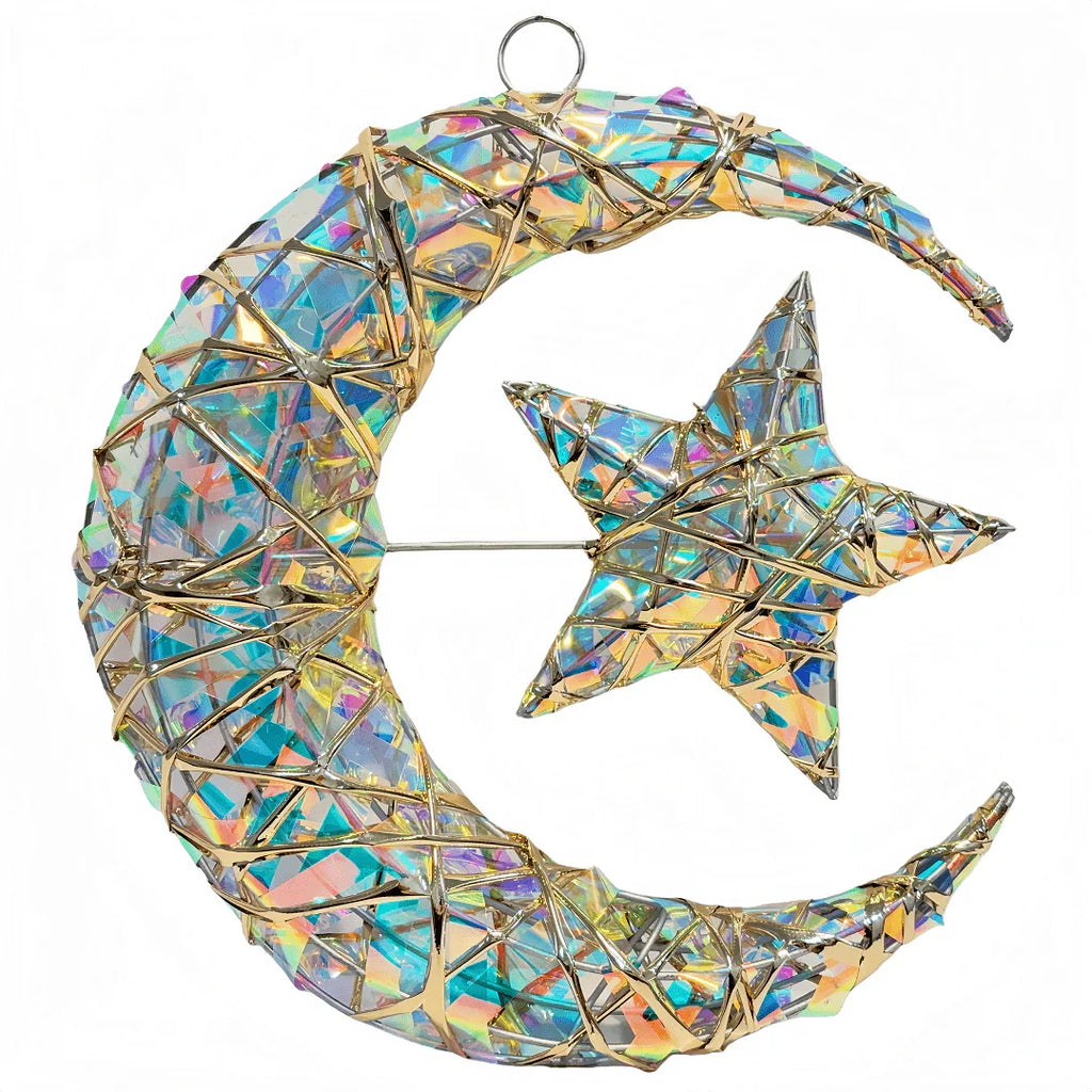 Sequined Pendant - 11.8-inch Star & Moon Luxury