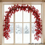 200.48 cm Artificial Red Berry Decorative Vine - Christmas Ivy Vine with Red Berries, Suitable for Tabletop, Wall, Mantel, Staircase Decor - Winter Home Decor, Durable All-Season Indoor/Outdoor, Easy Maintenance - Festive Wre House Of Avana