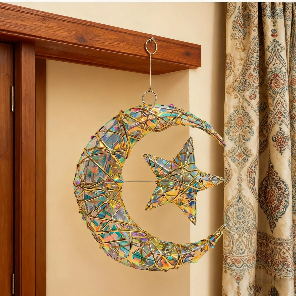 Sequined Pendant - 11.8-inch Star & Moon Luxury