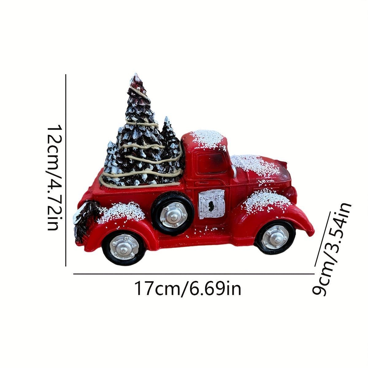 1pc Christmas Vintage Red Truck with Tree Figurine - Resin Collectible Tabletop Decor for Home & Holiday, Fashion Theme, Versatile Room Decor, Gift for Friends & Family House Of Avana