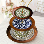 Wood Display Stand - 3-Tier Floral Pattern