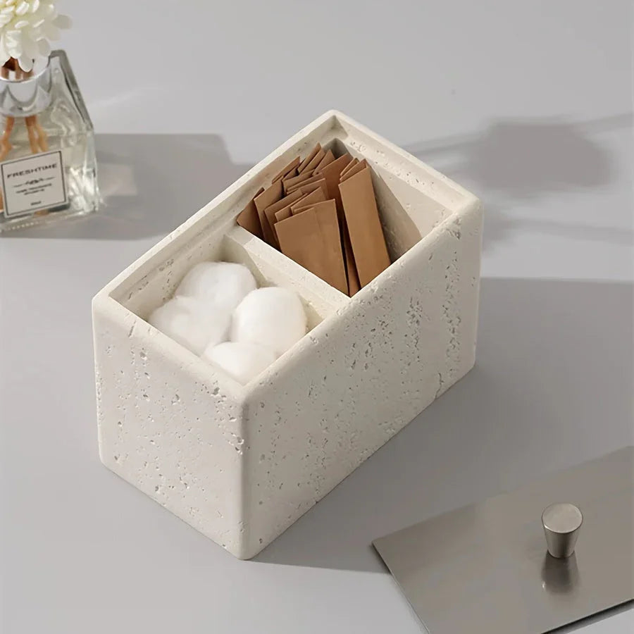 Resin Bathroom Containers with Lids Bathroom Organizer Storage Swabs Can Dental floss Can q-tip Storage Toothpick Holder Bathroom Canister Vanity Storage Jars Organizer for Swabs,Bath Salts Makeup Sponges Bath salt tank, Cani House Of Avana