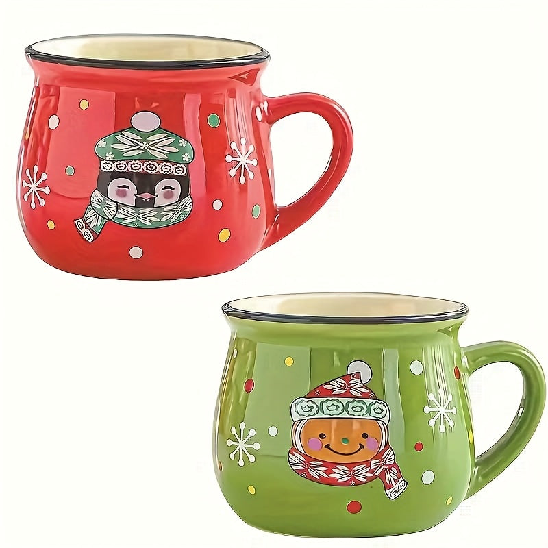 4 Christmas Ceramic Coffee Mugs, Milk Cups- Microwave And Dishwasher Safe, Suitable for Hot And Cold Drinks, Gifts for Christmas/Thanksgiving Day, Festive Party Tableware, Bakery Dessert Cups, Water Cup, Cartoon Cup, Beer Mug House Of Avana