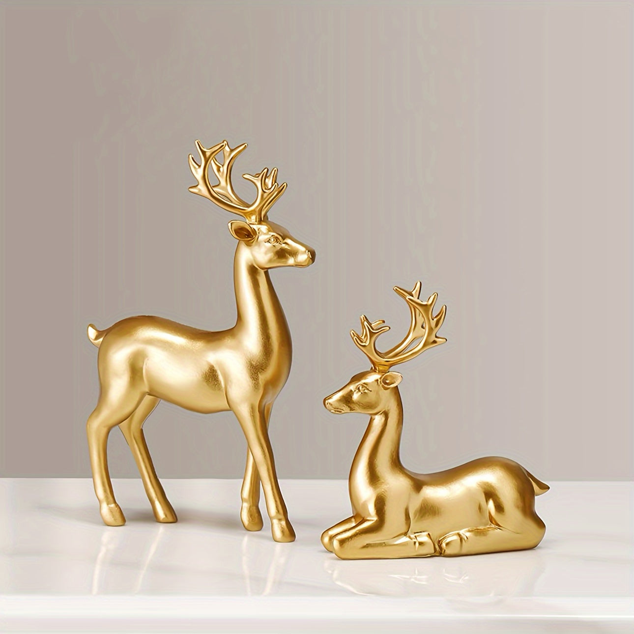1 Pair, Resin Deer Figurines, 2 Sizes, Artistic Home Decor, Perfect for Entryway, Bar, Christmas Ornament, Craft Material House Of Avana