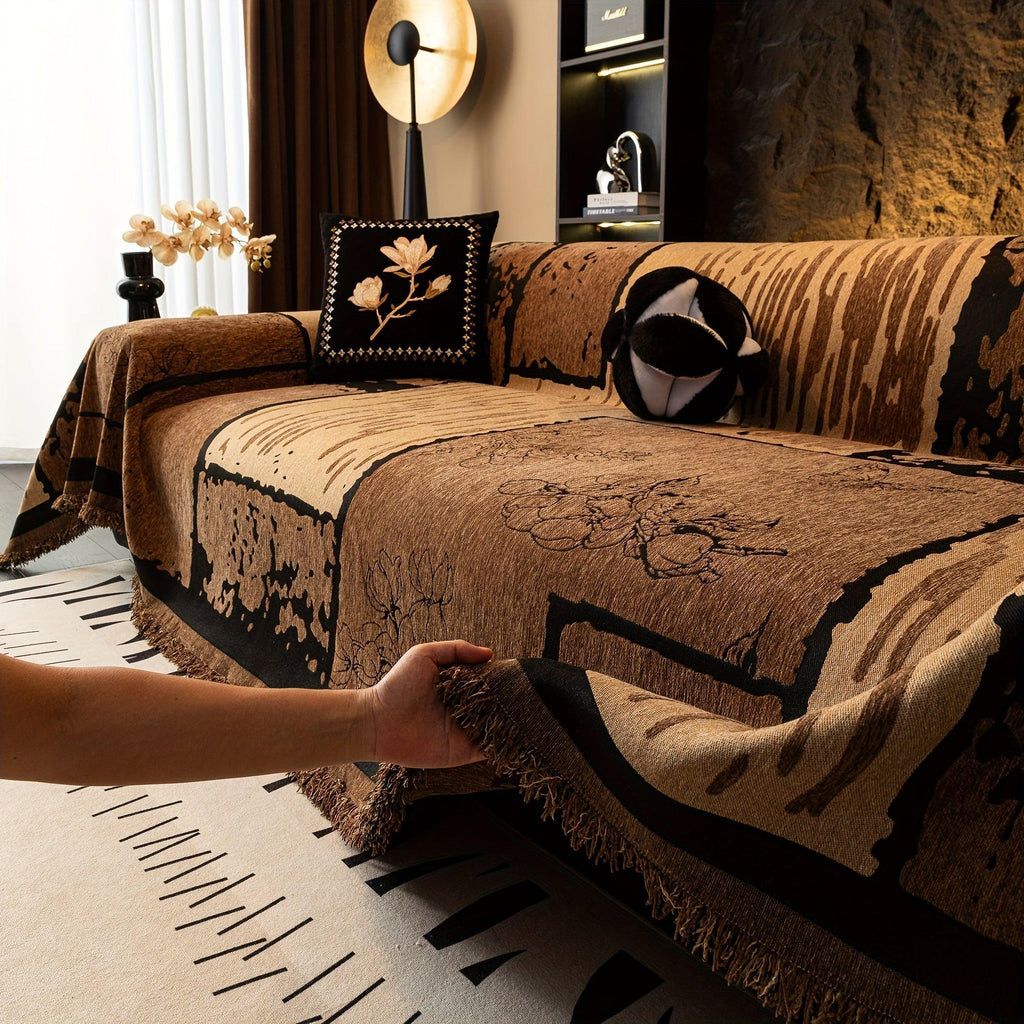 Boho Style Sofa Throw Covers with Tassel Embellishment | All-Season topspet