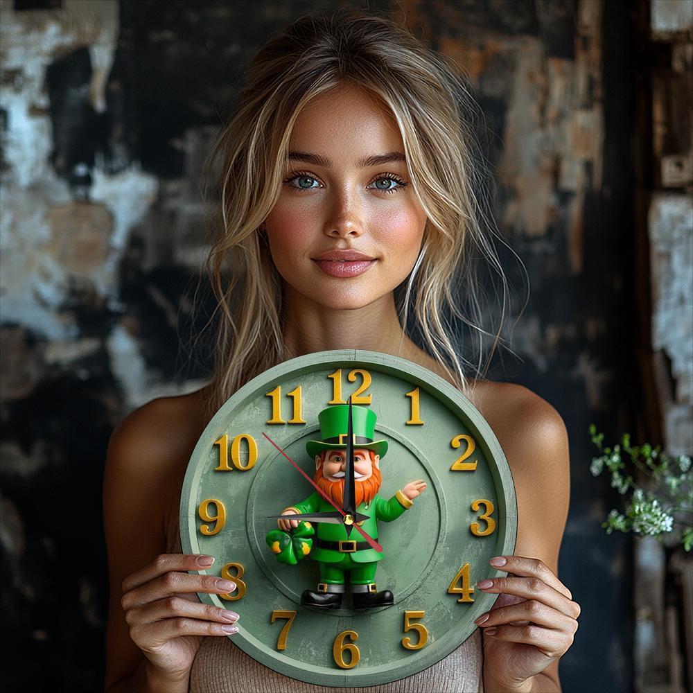 Wall Clock - Silent Wooden Round