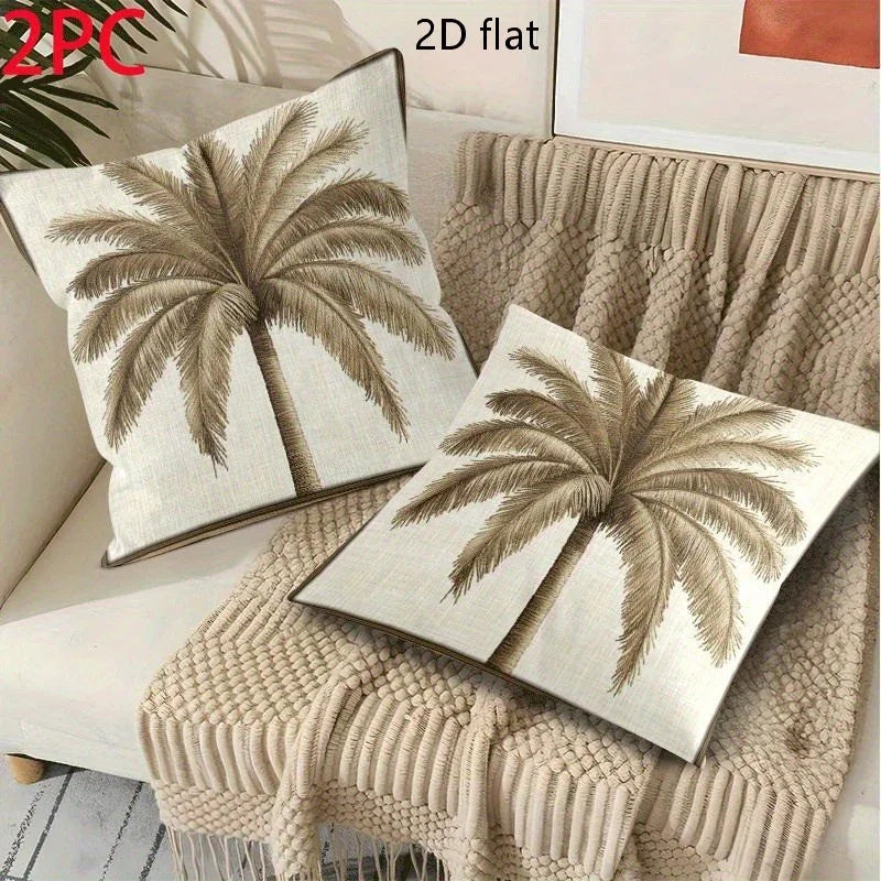 Pillow Covers - Zipper Cotton Beige Brown