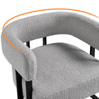 Costoffs Boucle Accent Chair Upholstered Armchair Vanity Chair with throw pillow & Adjustable Feet for Living Room/Bedroom/Home/Office/Small Space, White/Grey House Of Avana