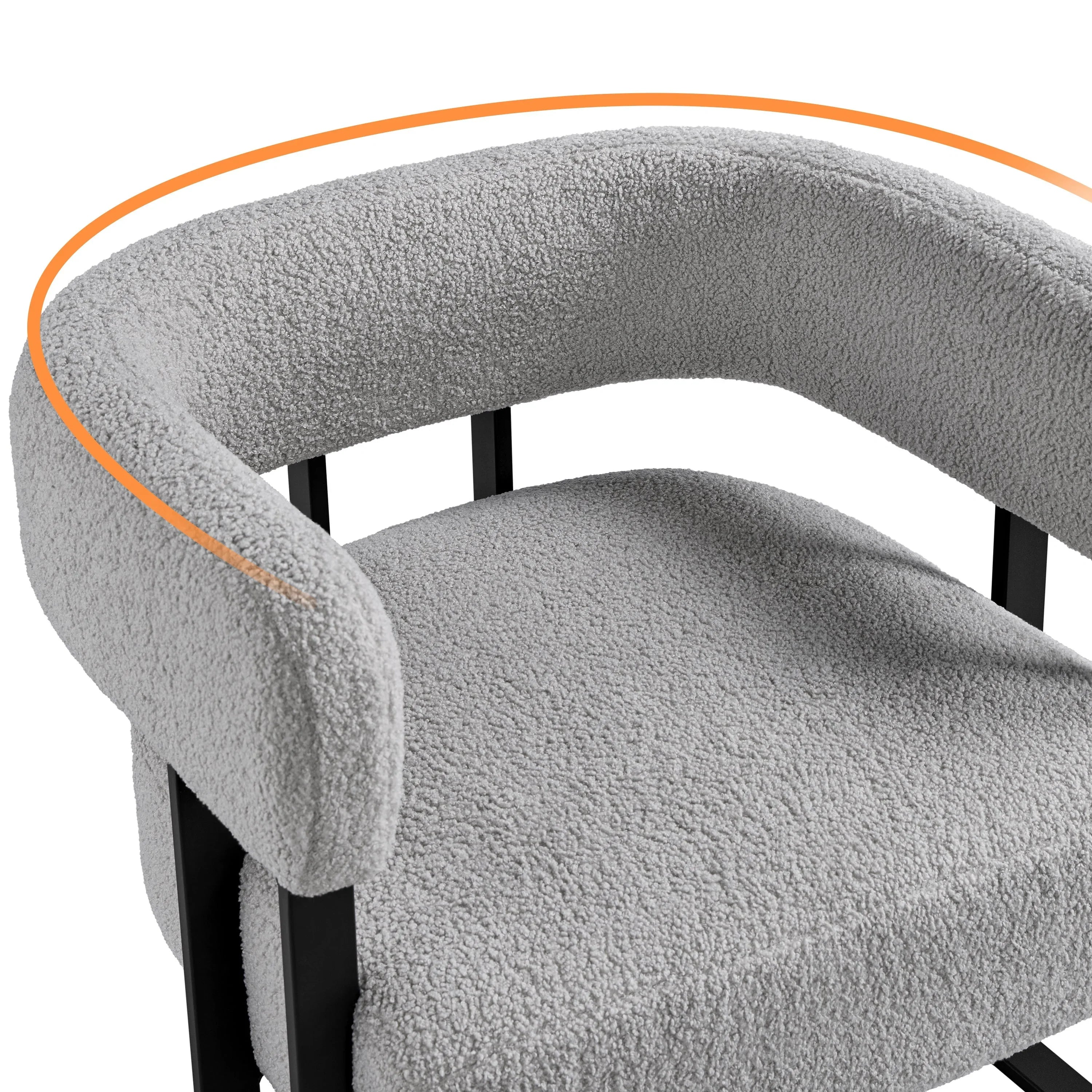 Costoffs Boucle Accent Chair Upholstered Armchair Vanity Chair with throw pillow & Adjustable Feet for Living Room/Bedroom/Home/Office/Small Space, White/Grey House Of Avana