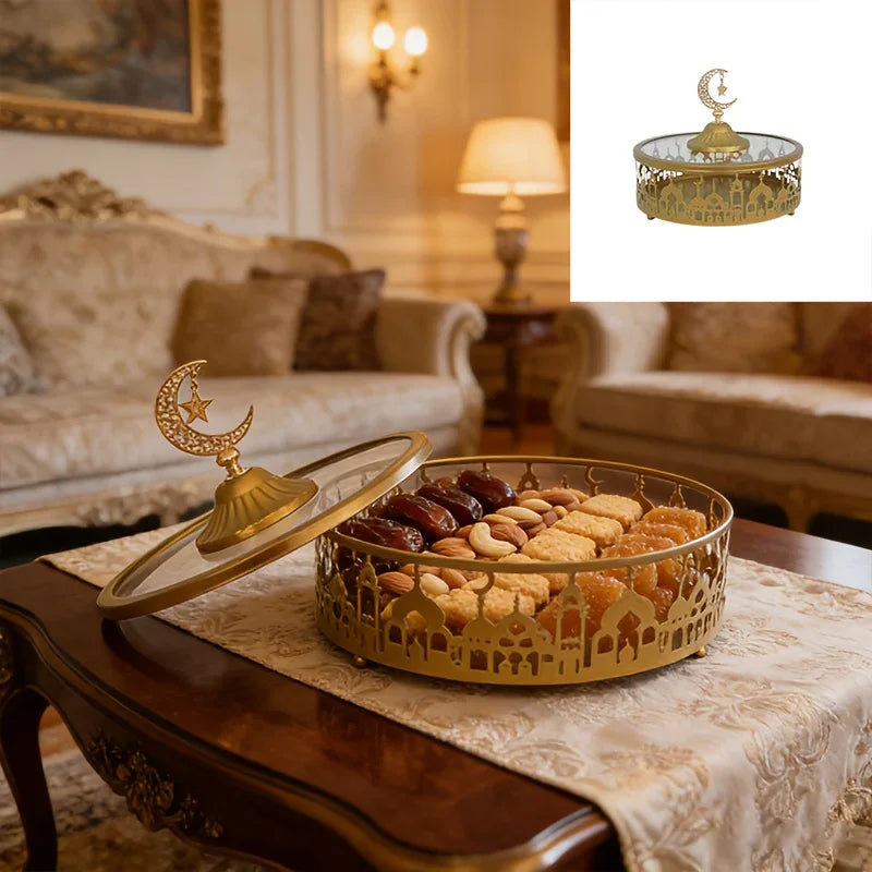 Storage Tray - Geometric Golden with Lid