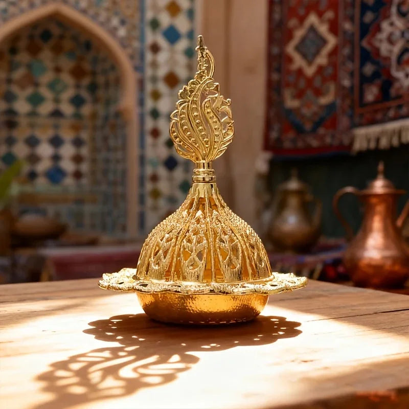 Golden Incense Burner - Elegant Tower Diffuser