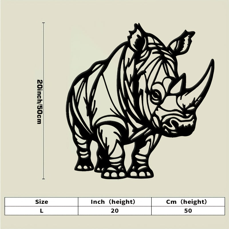 1pc Black & White Rhinoceros Metal Wall - Elegant Rhino Sculpture, Waterproof Iron Wildlife Decor for Indoor/Outdoor Suitable for Modern Home, Office - Perfect Christmas Gift for Rhino Lovers