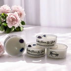 Green crystal candle with cactus flower, coconut-soy wax tea light - House of Avana