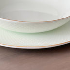 Camille Bone China Dinnerware Set - White/Pistachio Tea + Linen