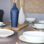 Camille Bone China Dinnerware Set - White/Pistachio Tea + Linen