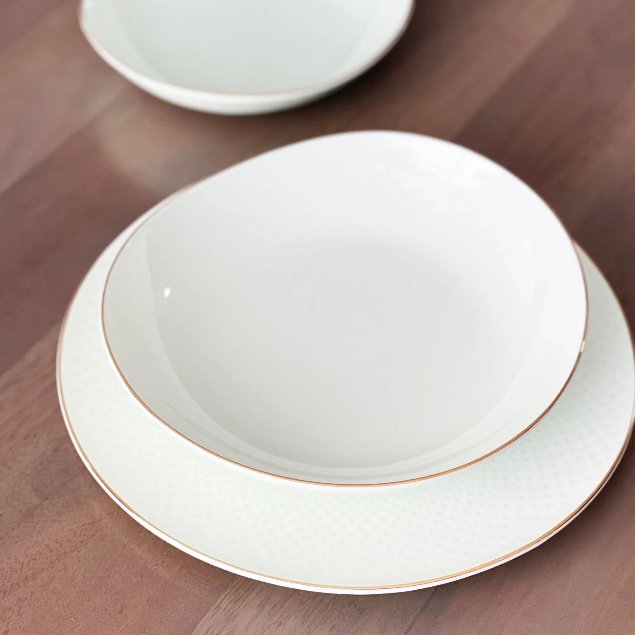 Camille Bone China Dinnerware Set - White/pistachio - House Of Avana