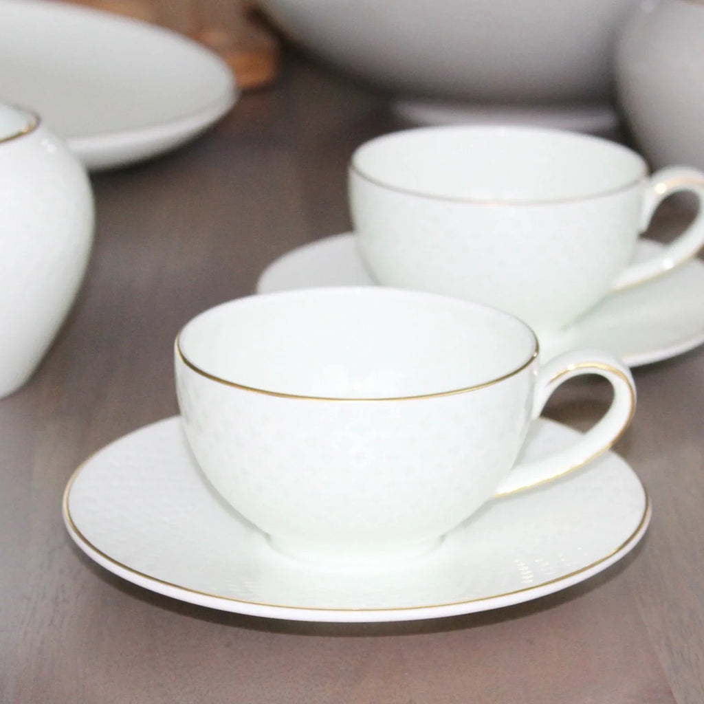 Camille Bone China Dinnerware Set - White/pistachio - House Of Avana