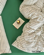 Camille French Stripe Bedding Set / Brown Ever Lasting