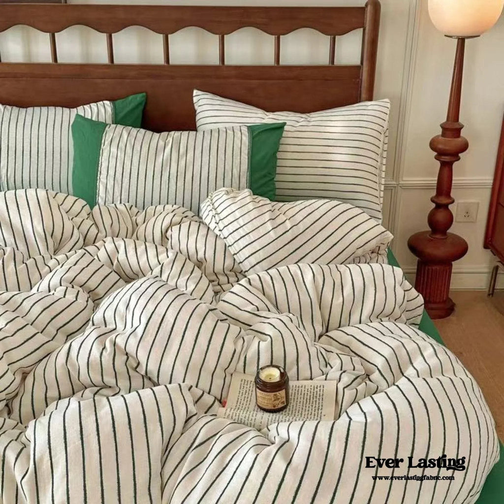 Camille French Stripe Bedding Set / Brown Ever Lasting
