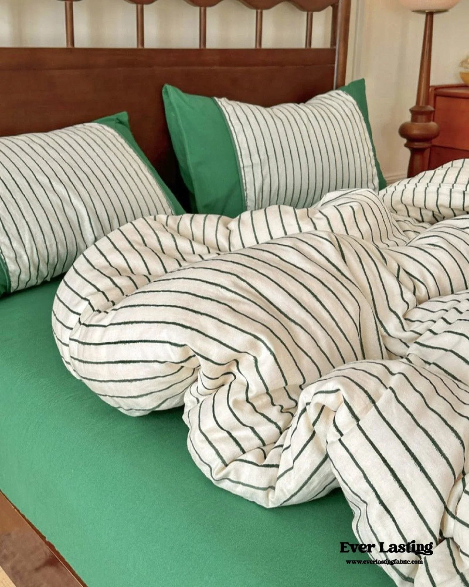 Camille French Stripe Bedding Set / Brown Ever Lasting