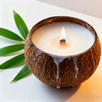 Natural Coconut Shell Candle - Tropical Beach Scented Soy Wax Candle in Coconut Bowl Holder, 3.94"x2.76"... - House Of Avana