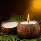 Natural Coconut Shell Candle - Tropical Beach Scented Soy Wax Candle in Coconut Bowl Holder, 3.94"x2.76"... - House Of Avana