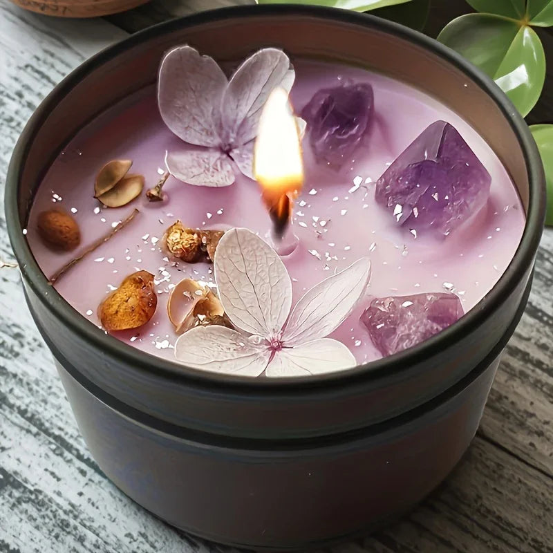 [aesthetic Lavender Candle] S Lavender Candle - Aesthetic Fragrance, Cute Purple Embedded Crystal &... - House Of Avana