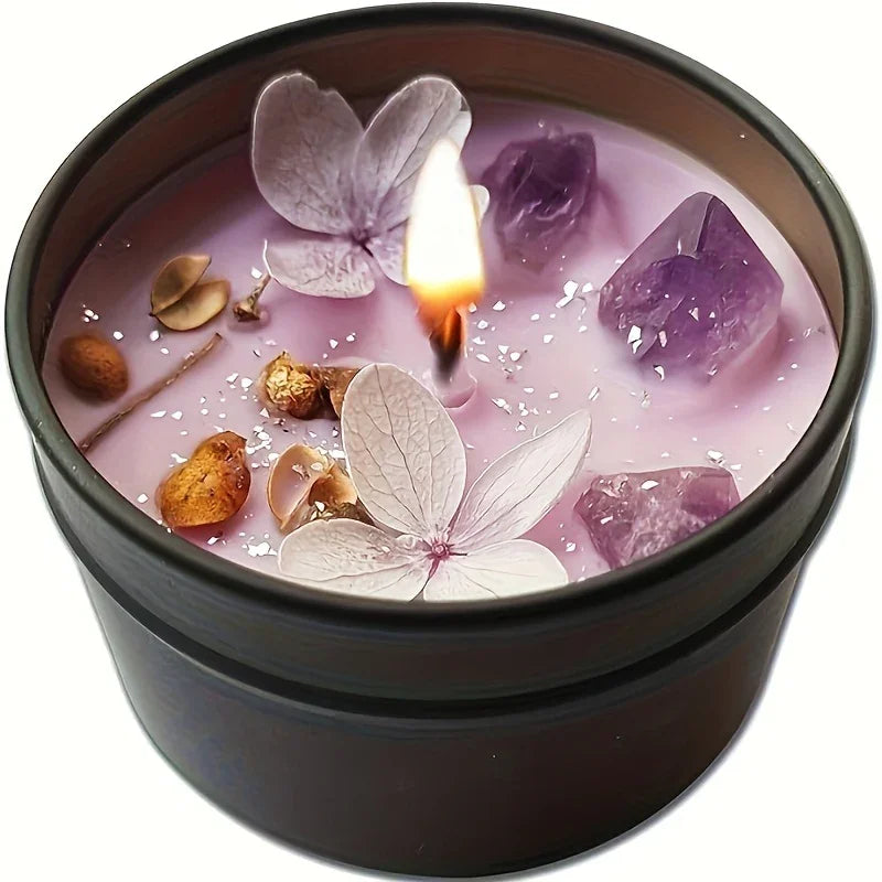[aesthetic Lavender Candle] S Lavender Candle - Aesthetic Fragrance, Cute Purple Embedded Crystal &... - House Of Avana