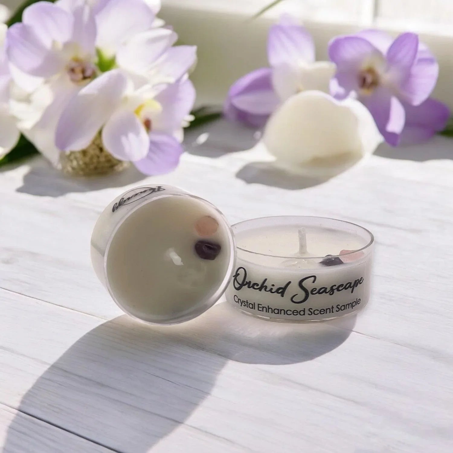 Orchid Seascape, Premium Coconut-soy Wax Tea Light Crystal Candle, 1oz - House Of Avana