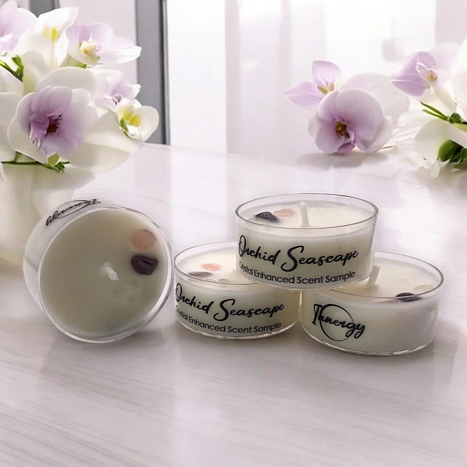 Orchid Seascape, Premium Coconut-soy Wax Tea Light Crystal Candle, 1oz - House Of Avana