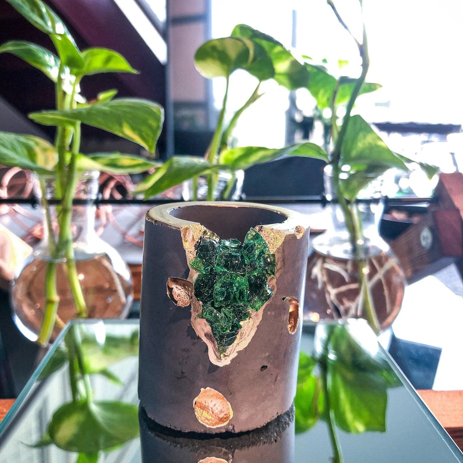 Set of Small Crystal Air Plant Holders - Taper Candle Holders - House Of Avana