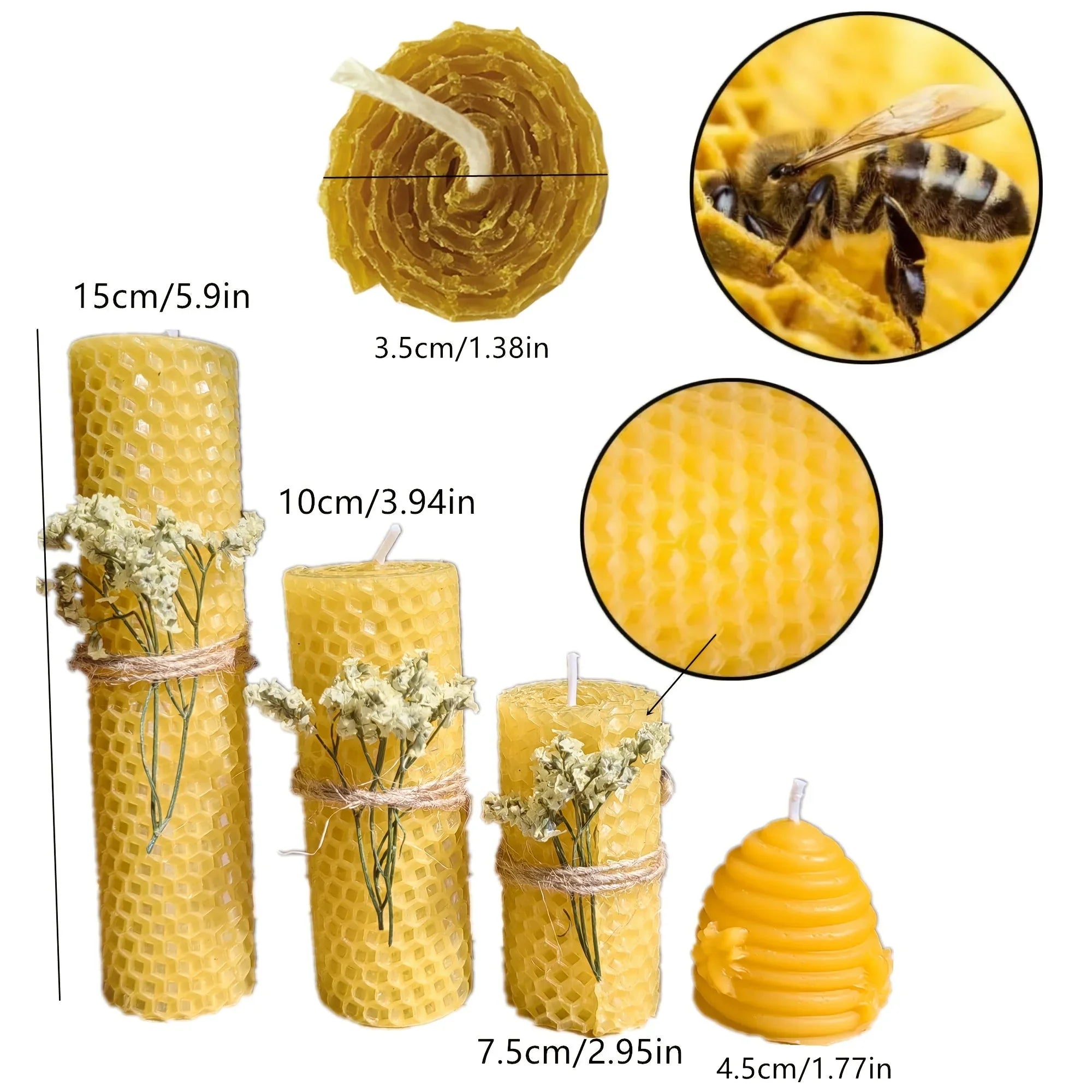 S Beeswax Candle Gift Set with Decorative Honeycomb Design - Perfect for Home Decor, Parties & Events,... - House Of Avana