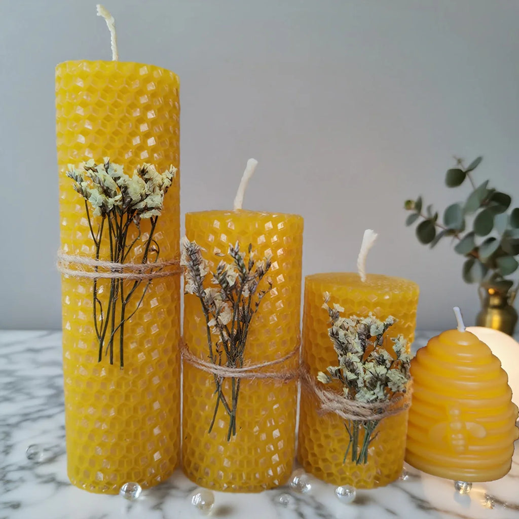 S Beeswax Candle Gift Set with Decorative Honeycomb Design - Perfect for Home Decor, Parties & Events,... - House Of Avana