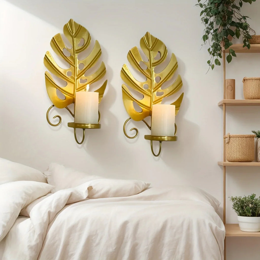 Set of Elegant Metal Wall Candle Holders - Perfect for Living Rooms, Fireplaces, Weddings, and Farmhouse... - House Of Avana