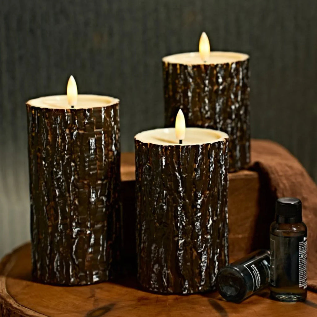 S Pack Pine Bark Flameless Led Candle with Remote Control and Timer, for Christmas, Halloween, Wedding,... - House Of Avana
