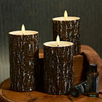 S Pack Pine Bark Flameless Led Candle with Remote Control and Timer, for Christmas, Halloween, Wedding,... - House Of Avana