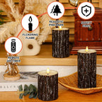S Pack Pine Bark Flameless Led Candle with Remote Control and Timer, for Christmas, Halloween, Wedding,... - House Of Avana