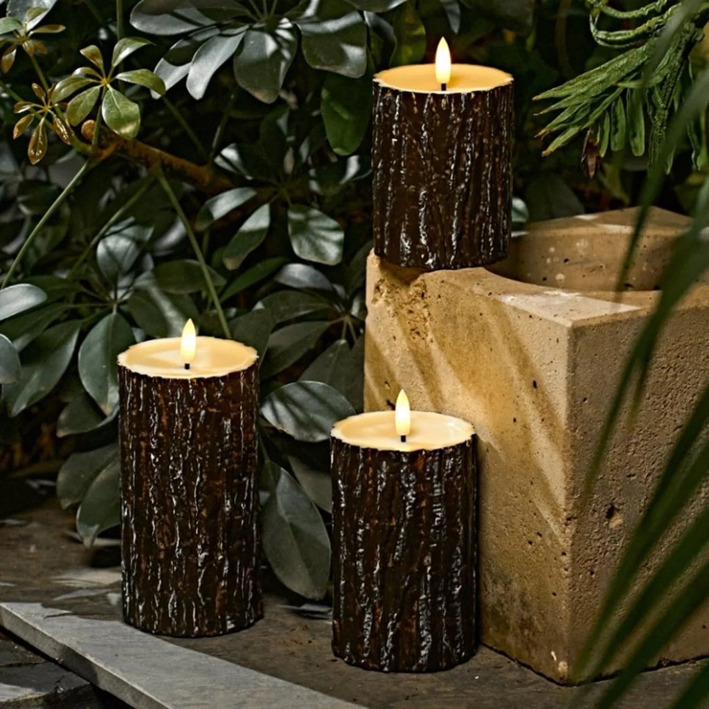S Pack Pine Bark Flameless Led Candle with Remote Control and Timer, for Christmas, Halloween, Wedding,... - House Of Avana