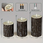 S Pack Pine Bark Flameless Led Candle with Remote Control and Timer, for Christmas, Halloween, Wedding,... - House Of Avana