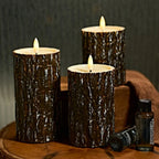 S Pack Pine Bark Flameless Led Candle with Remote Control and Timer, for Christmas, Halloween, Wedding,... - House Of Avana