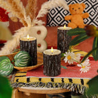 S Pack Pine Bark Flameless Led Candle with Remote Control and Timer, for Christmas, Halloween, Wedding,... - House Of Avana